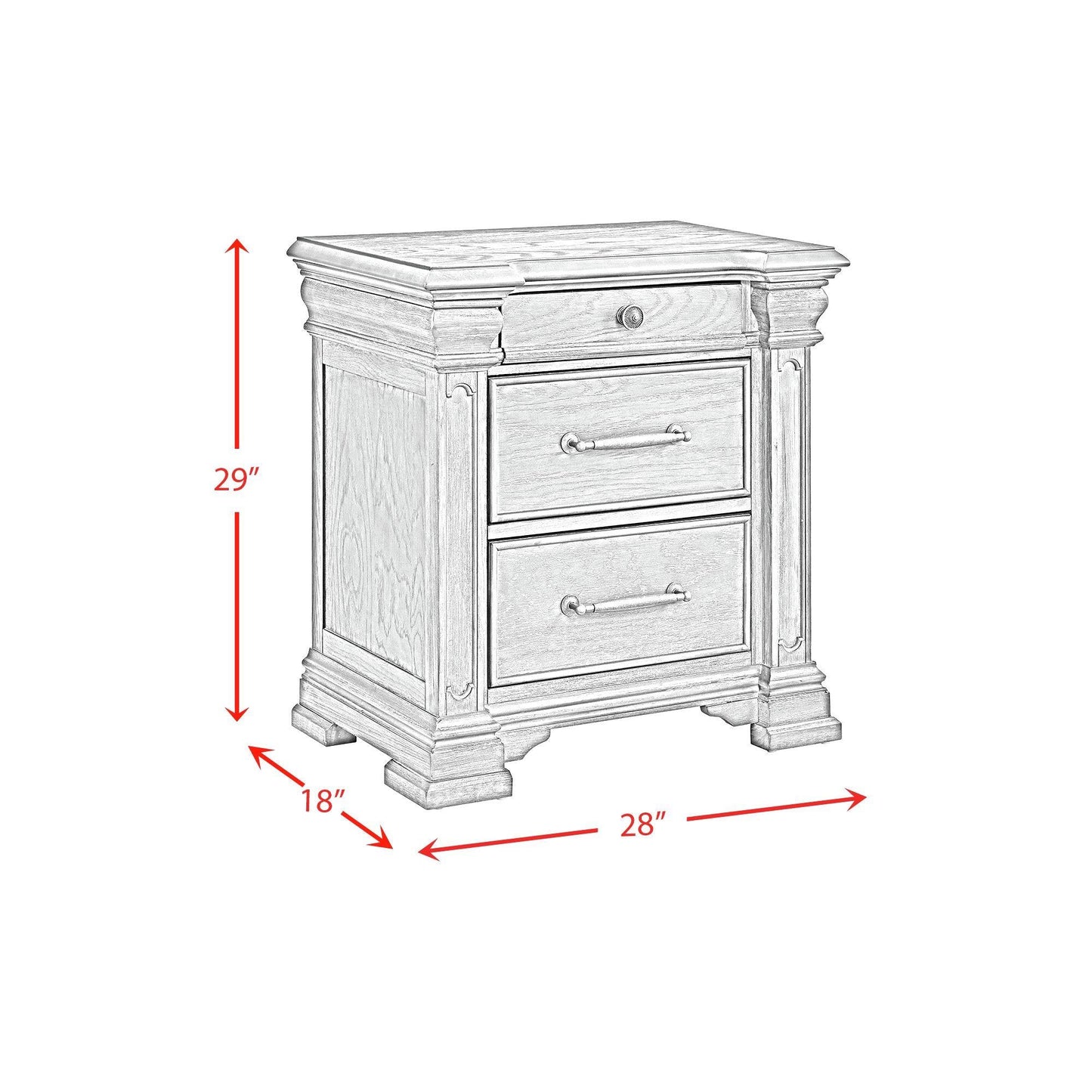 Elements International Kings Court B.10315.NS 3 - Drawer Nightstand - American Furniture of Slidell
