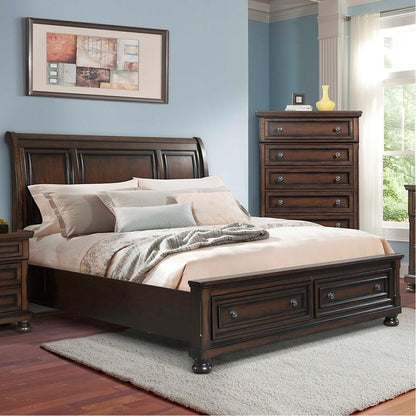 Elements International Kingston Queen Bed W/Storage Footboard and Non - Storage Rails - American Furniture of Slidell