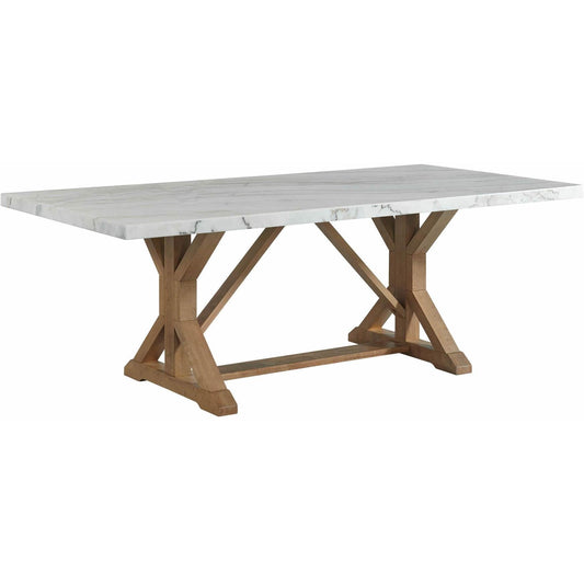 Elements International Lakeview White Marble Standard Height Rectangular Dining Table - American Furniture of Slidell