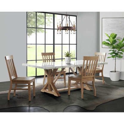 Elements International Lakeview White Marble Standard Height Rectangular Dining Table - American Furniture of Slidell