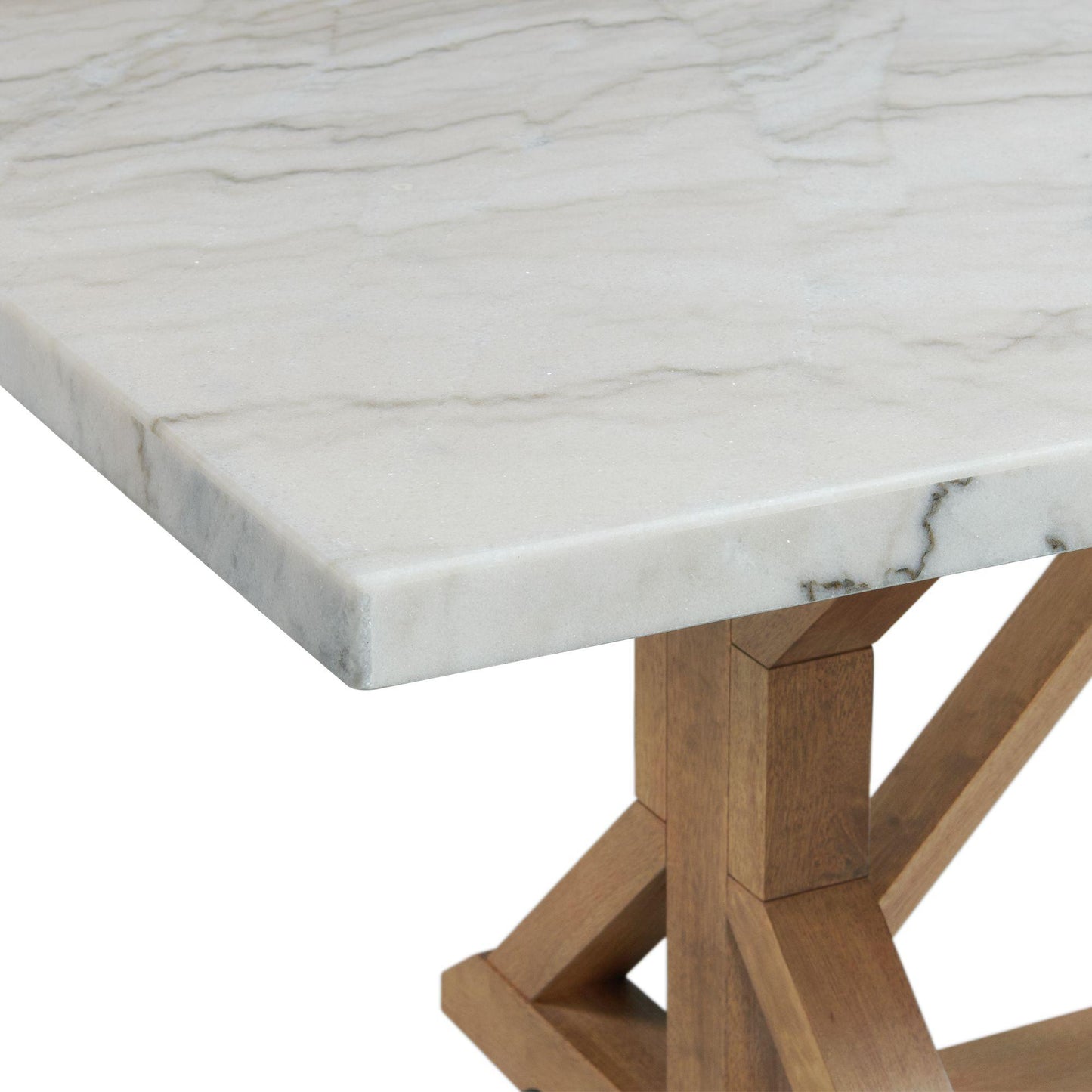 Elements International Lakeview White Marble Standard Height Rectangular Dining Table - American Furniture of Slidell