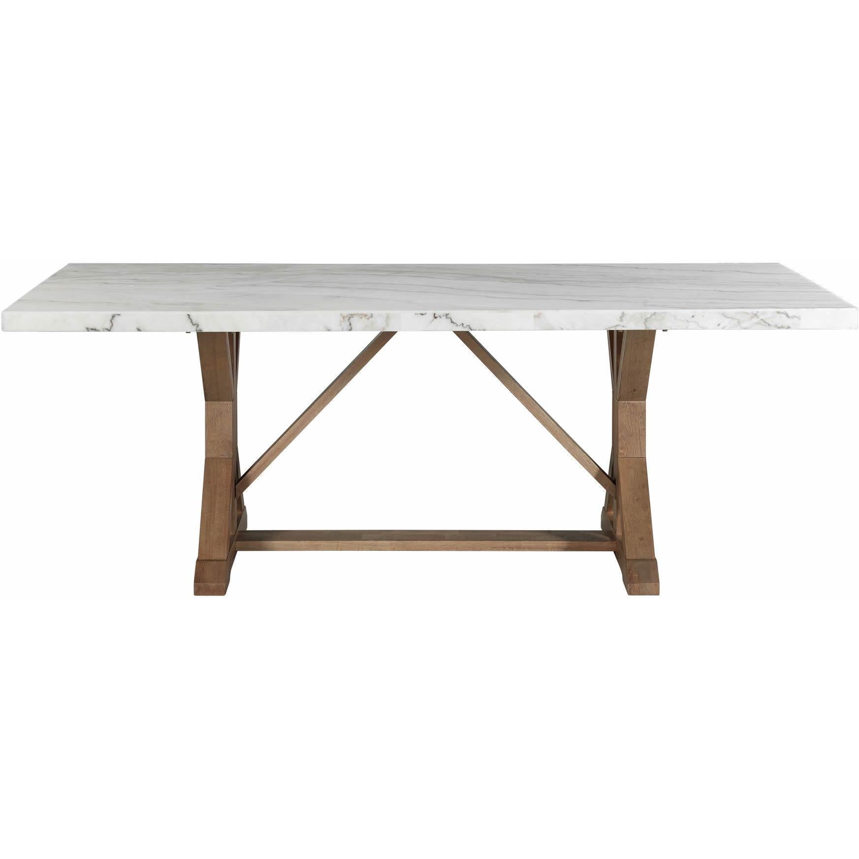 Elements International Lakeview White Marble Standard Height Rectangular Dining Table - American Furniture of Slidell