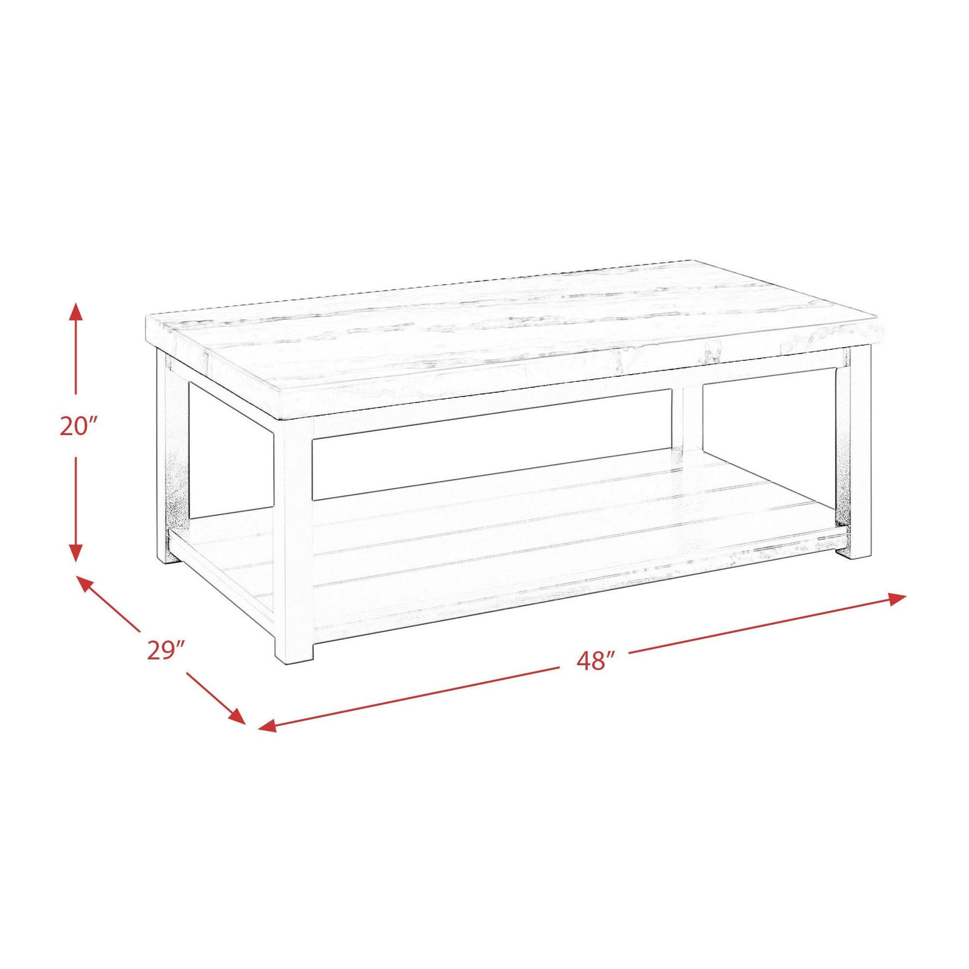 Elements International Marcello CML100CTE White Marble Rectangle Coffee Table - American Furniture of Slidell