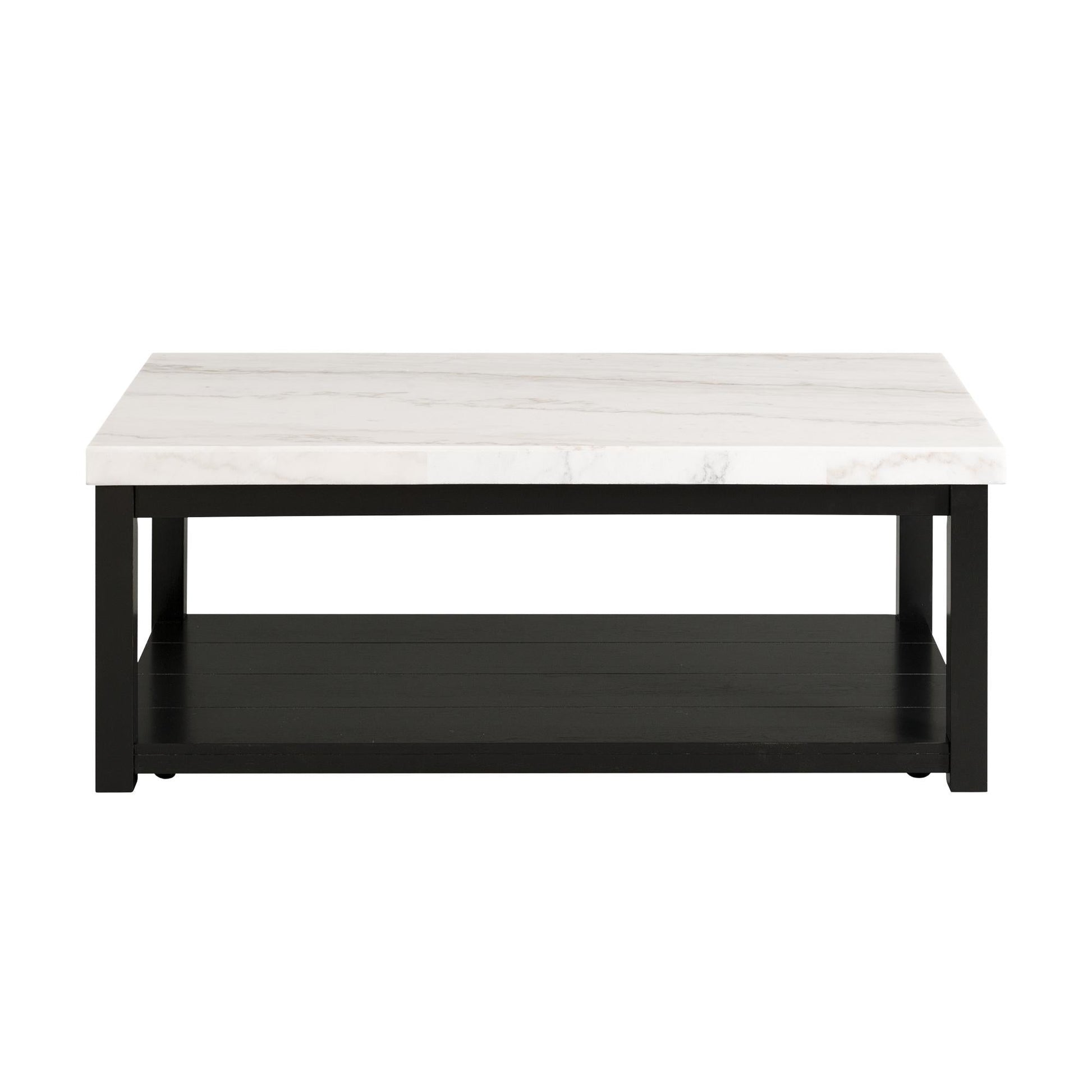 Elements International Marcello CML100CTE White Marble Rectangle Coffee Table - American Furniture of Slidell