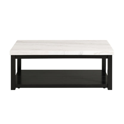 Elements International Marcello CML100CTE White Marble Rectangle Coffee Table - American Furniture of Slidell