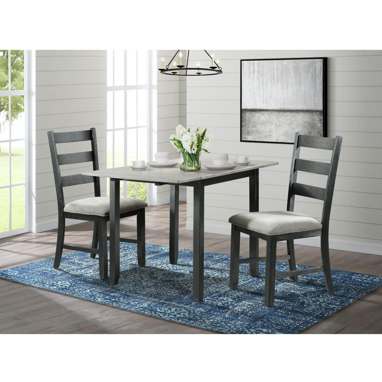 Elements International Martin DMT3003DLDS 3 pc Dinette - Grey/Black - American Furniture of Slidell