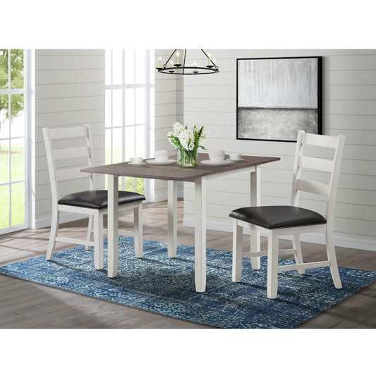 Elements International Martin DMT7003DLDS 3 pc Dinette - Dark Brown/White - American Furniture of Slidell