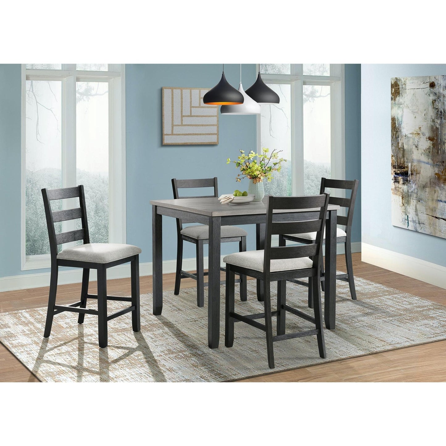 Elements International Martin Gray DMT3005CS 5 pc Counter Height Dinette - American Furniture of Slidell
