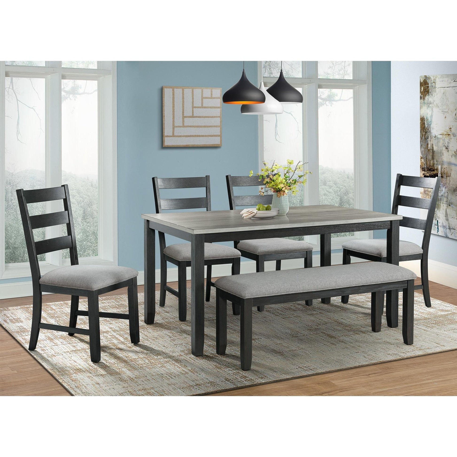Elements International Martin Gray DMT3006DS 6 pc Dinette - American Furniture of Slidell