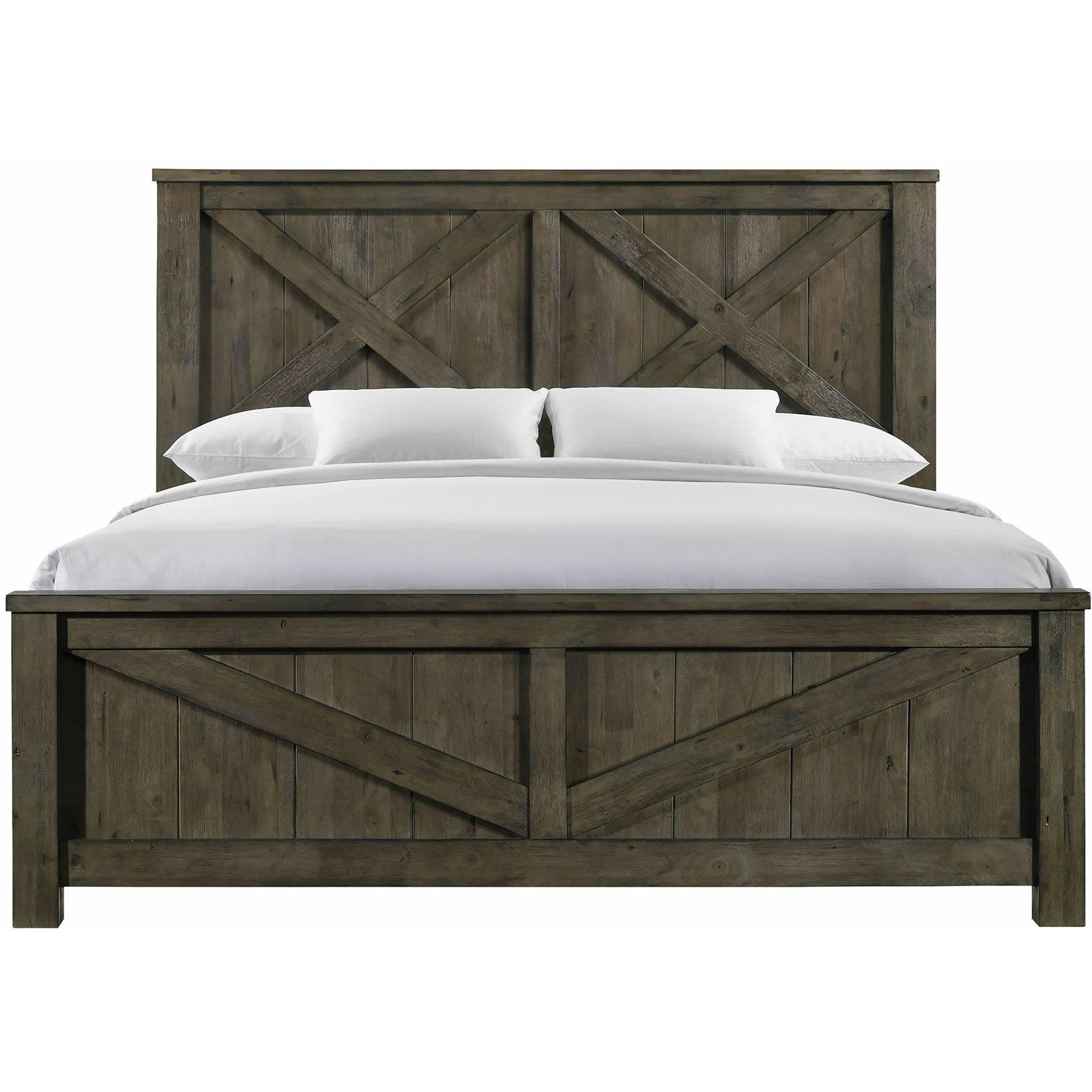 Elements International Maverick King Panel Bed Grey - American Furniture of Slidell