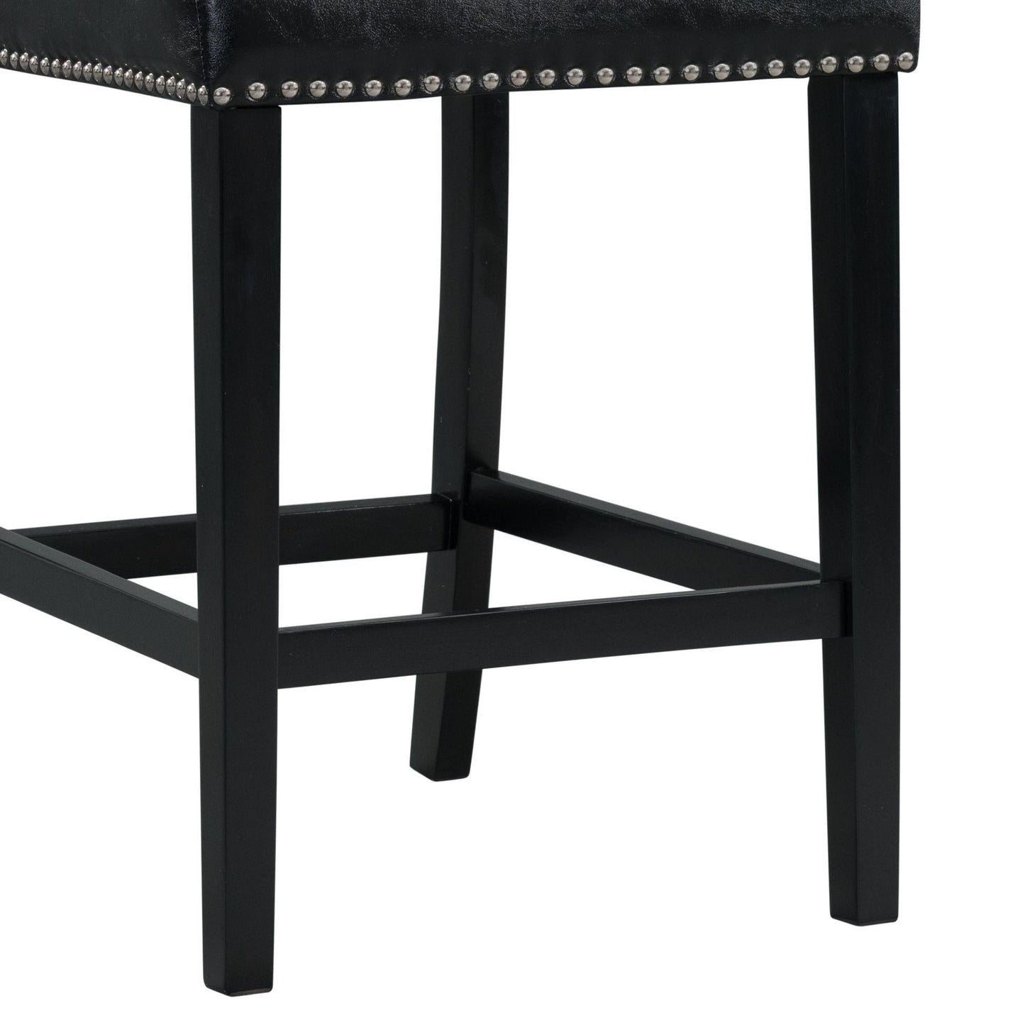 Elements International Meridian Faux Leather Counter Height Side Chair Set in Black - American Furniture of Slidell