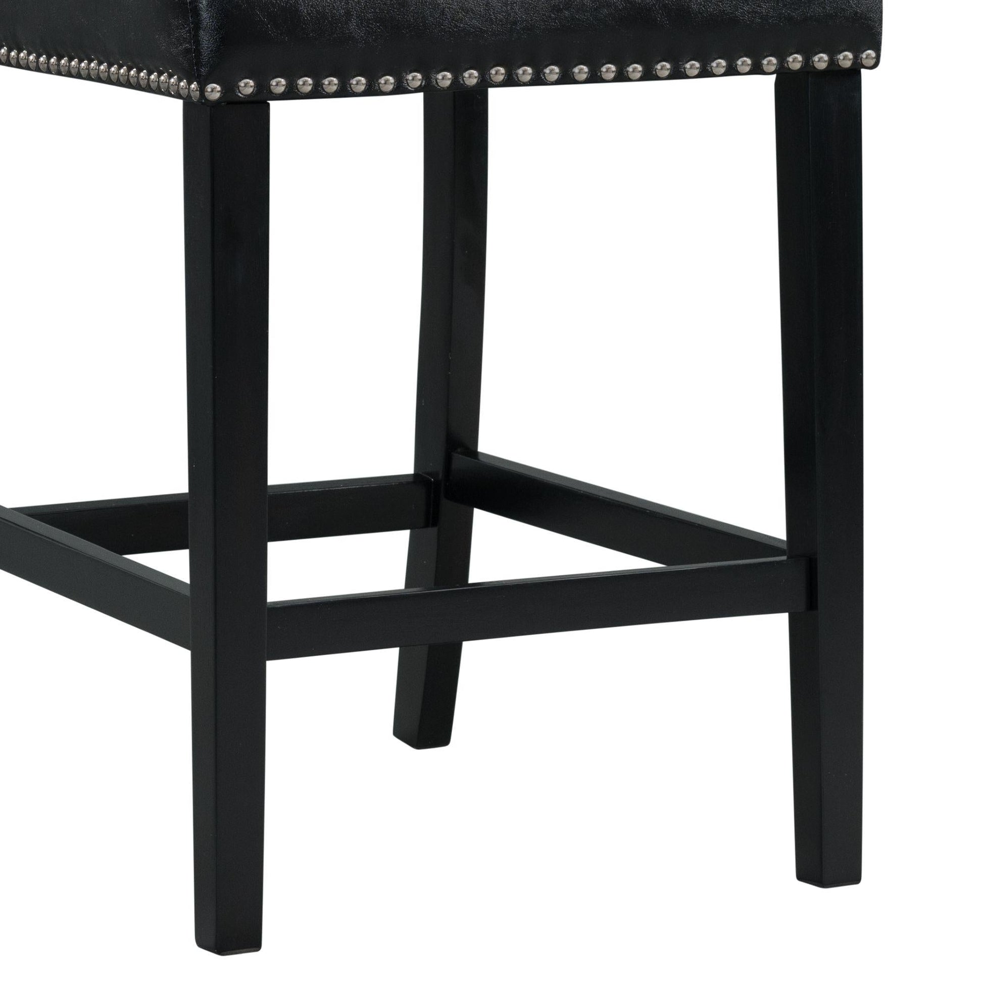 Elements International Meridian Faux Leather Counter Height Side Chair Set in Black - American Furniture of Slidell