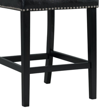 Elements International Meridian Faux Leather Counter Height Side Chair Set in Black - American Furniture of Slidell