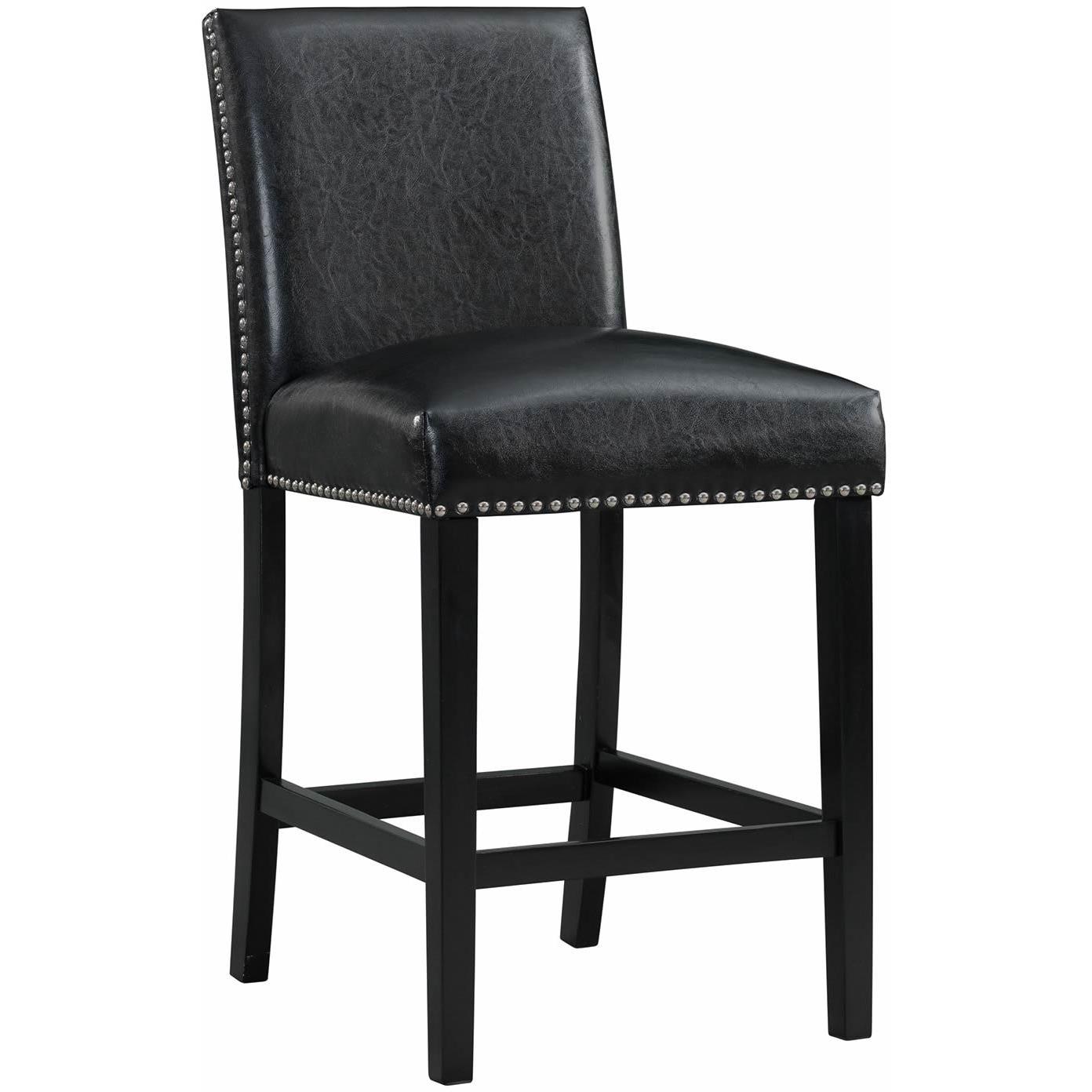 Elements International Meridian Faux Leather Counter Height Side Chair Set in Black - American Furniture of Slidell