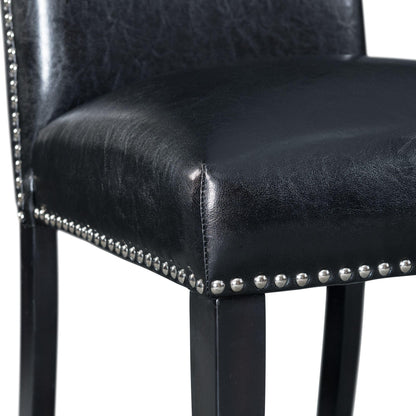 Elements International Meridian Faux Leather Counter Height Side Chair Set in Black - American Furniture of Slidell