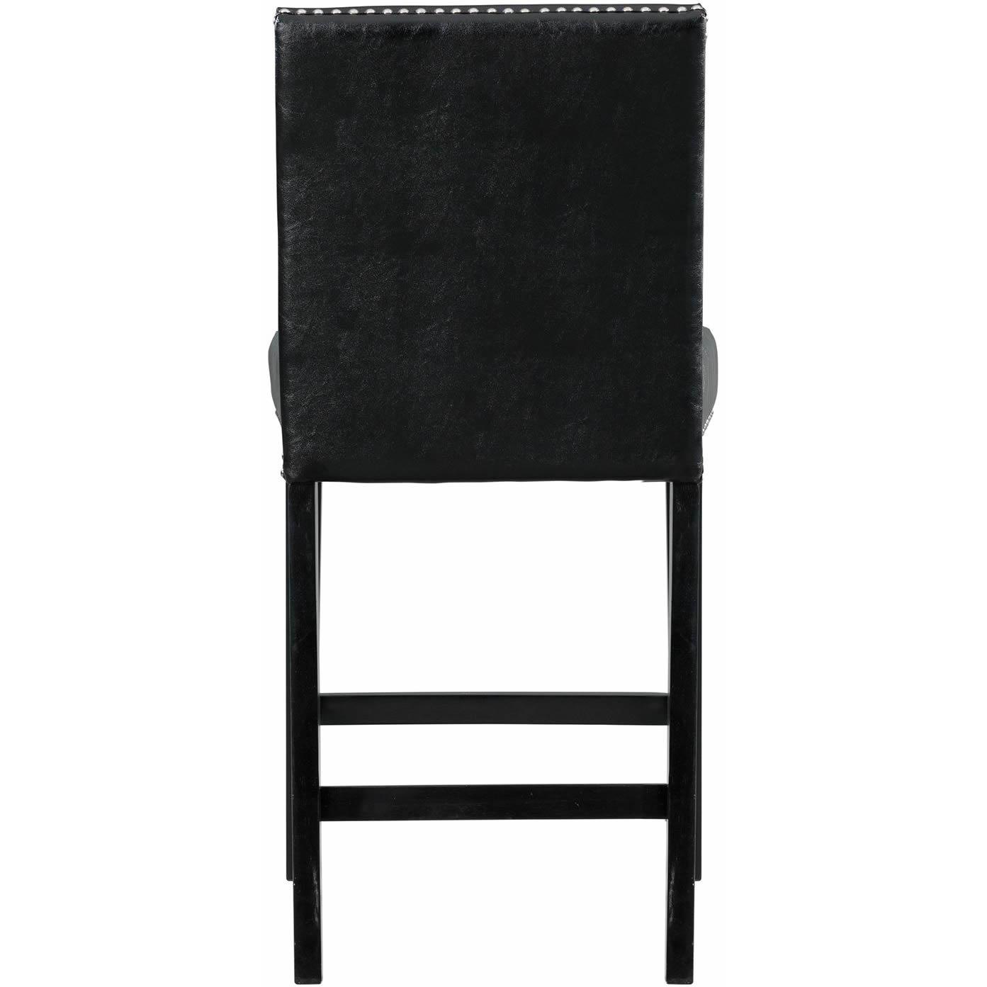 Elements International Meridian Faux Leather Counter Height Side Chair Set in Black - American Furniture of Slidell