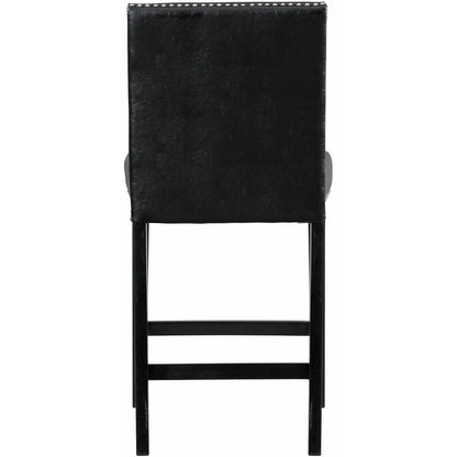 Elements International Meridian Faux Leather Counter Height Side Chair Set in Black - American Furniture of Slidell
