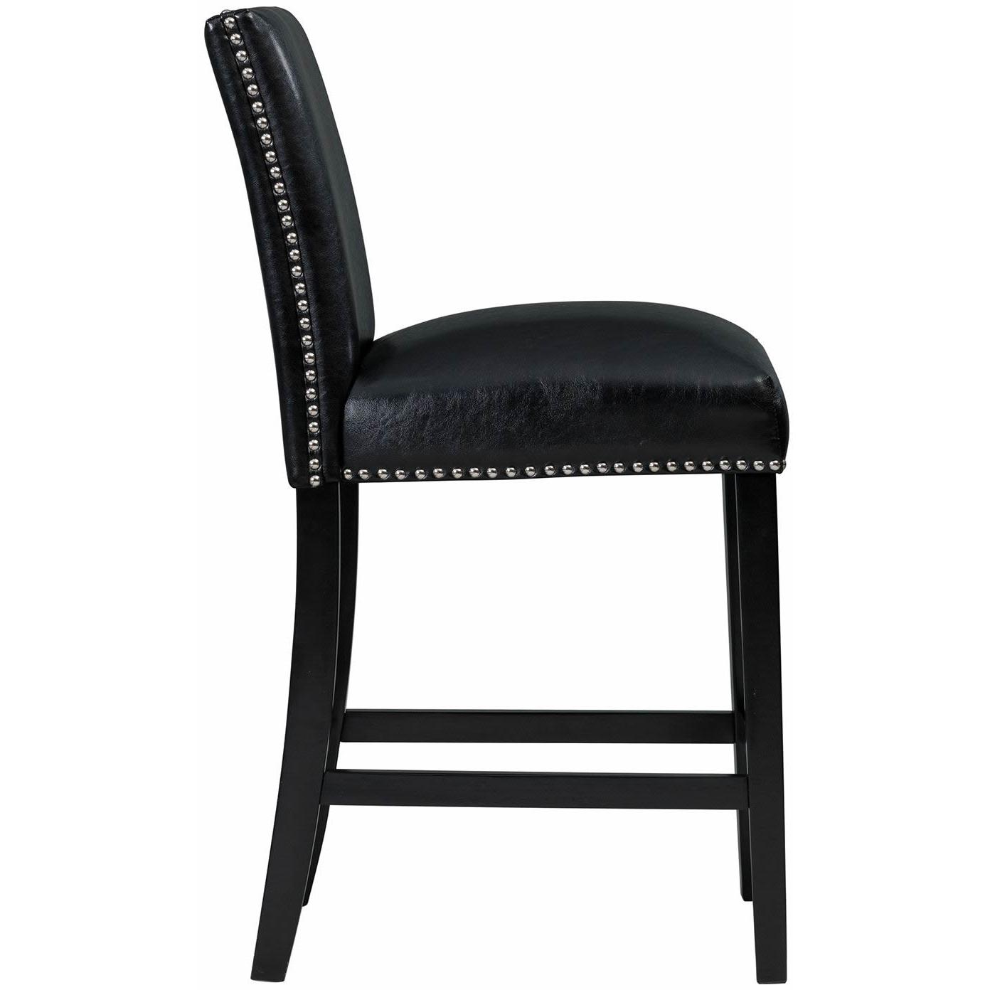 Elements International Meridian Faux Leather Counter Height Side Chair Set in Black - American Furniture of Slidell