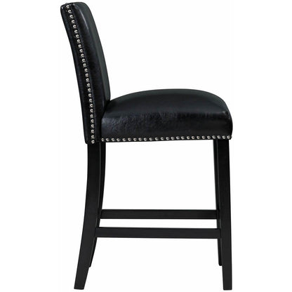 Elements International Meridian Faux Leather Counter Height Side Chair Set in Black - American Furniture of Slidell
