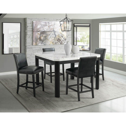 Elements International Meridian Faux Leather Counter Height Side Chair Set in Black - American Furniture of Slidell