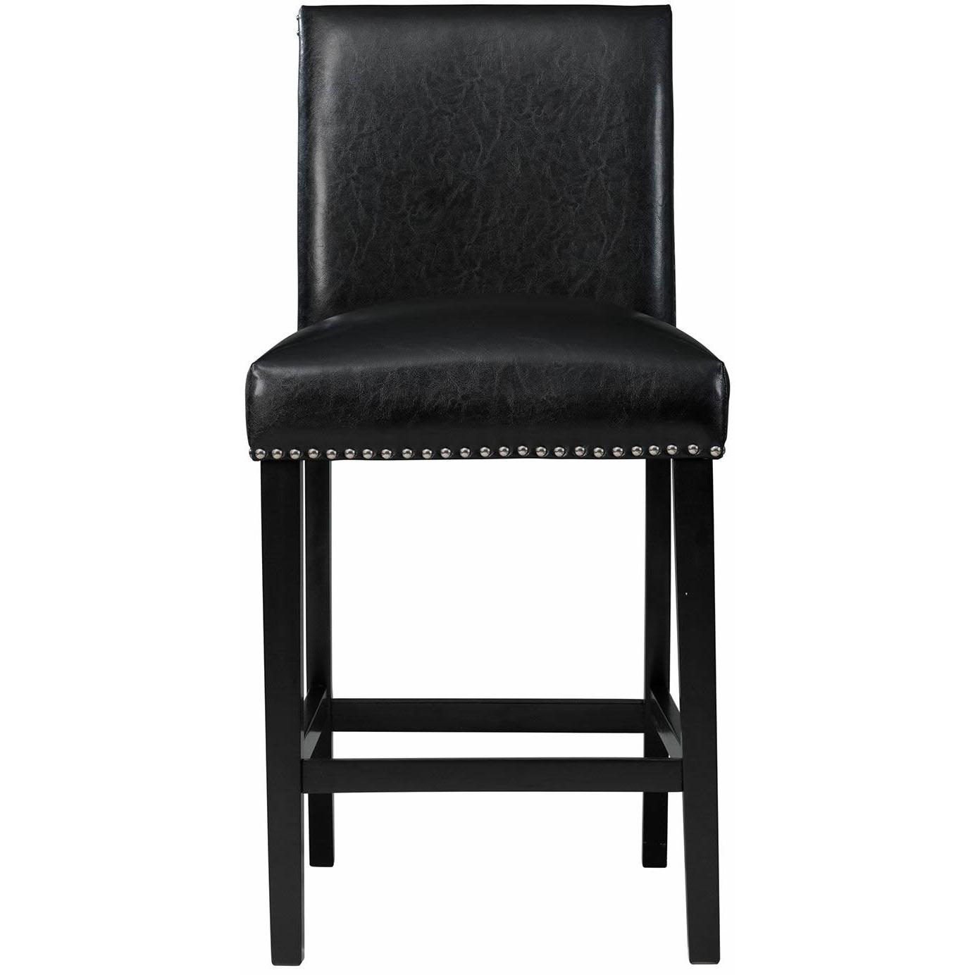 Elements International Meridian Faux Leather Counter Height Side Chair Set in Black - American Furniture of Slidell