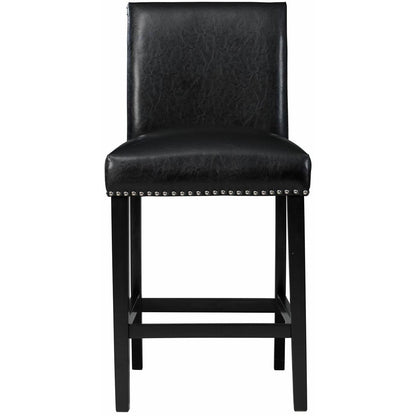 Elements International Meridian Faux Leather Counter Height Side Chair Set in Black - American Furniture of Slidell
