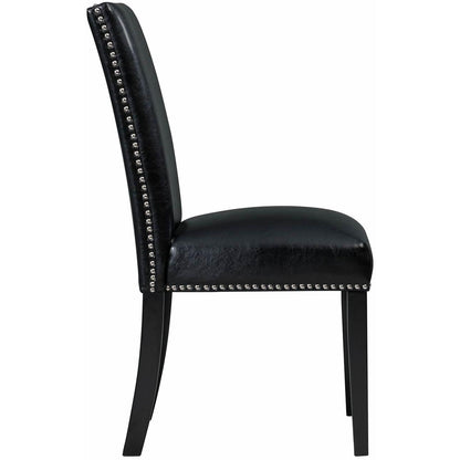 Elements International Meridian Faux Leather Side Chair Set in Black - American Furniture of Slidell