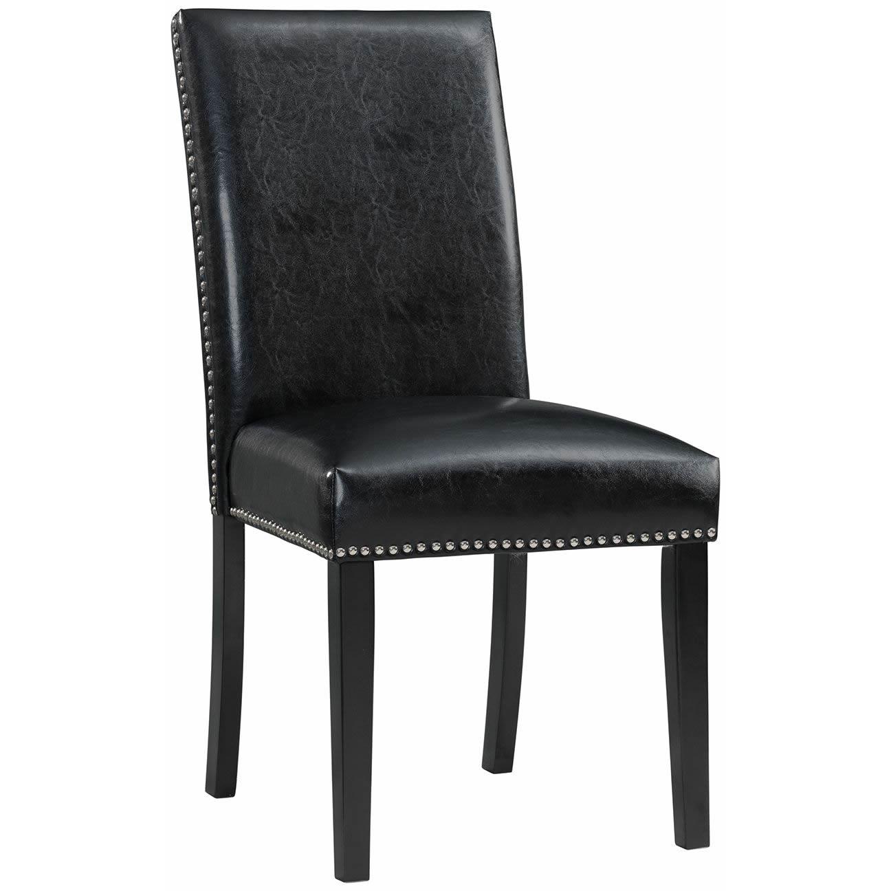 Elements International Meridian Faux Leather Side Chair Set in Black - American Furniture of Slidell