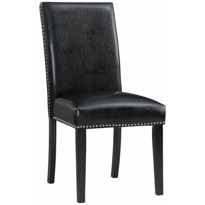 Elements International Meridian Faux Leather Side Chair Set in Black - American Furniture of Slidell
