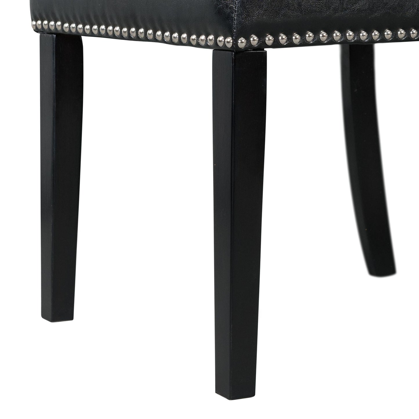 Elements International Meridian Faux Leather Side Chair Set in Black - American Furniture of Slidell