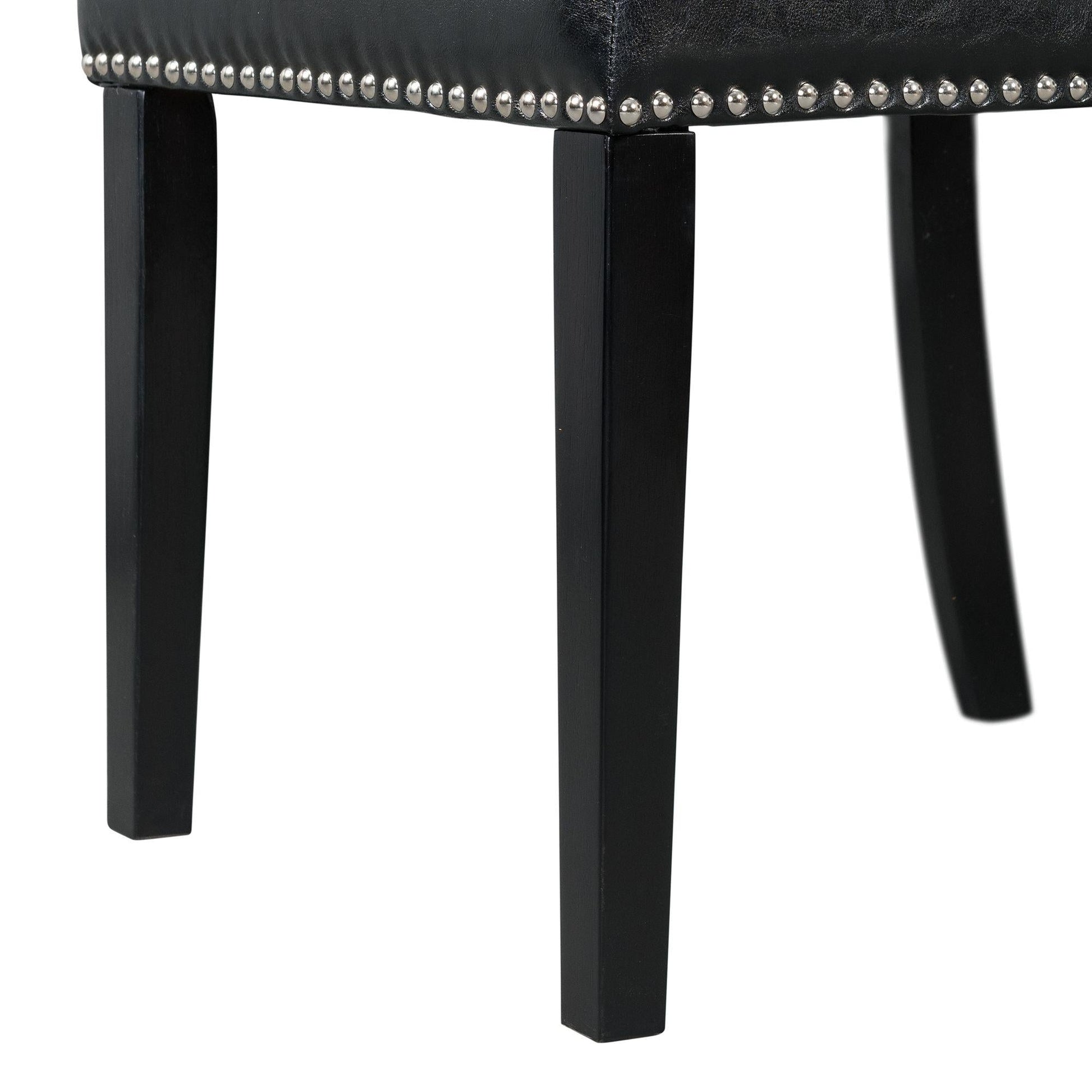Elements International Meridian Faux Leather Side Chair Set in Black - American Furniture of Slidell