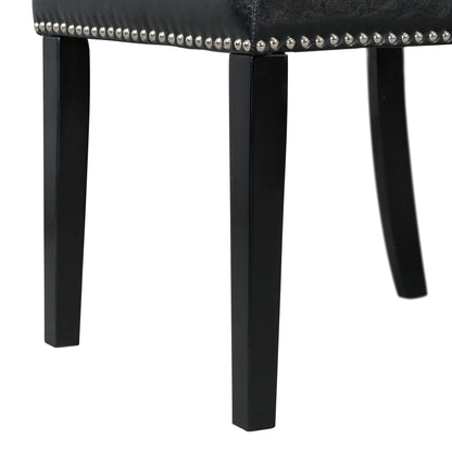 Elements International Meridian Faux Leather Side Chair Set in Black - American Furniture of Slidell