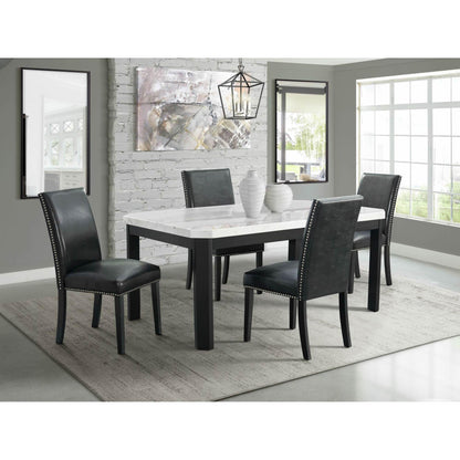 Elements International Meridian Faux Leather Side Chair Set in Black - American Furniture of Slidell