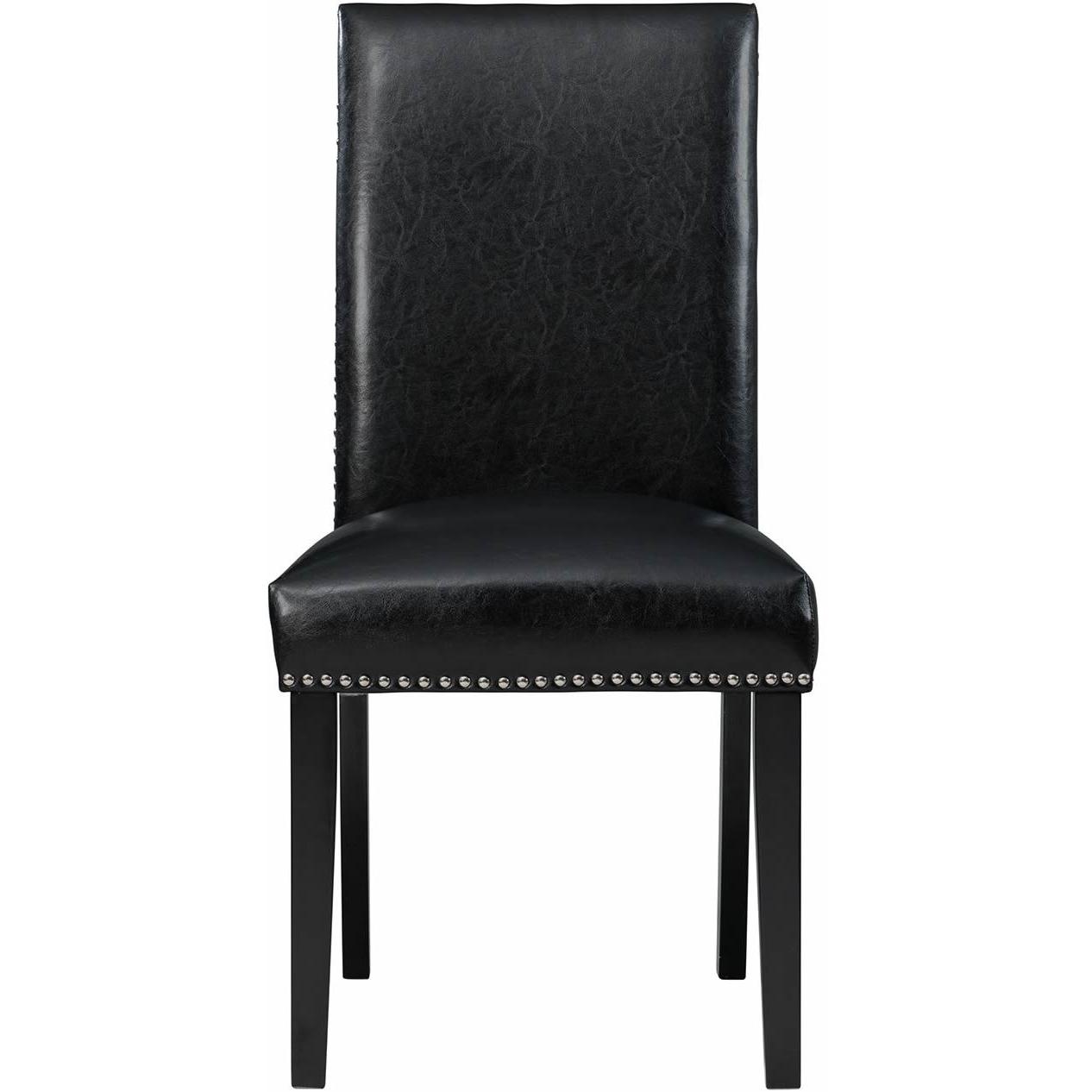 Elements International Meridian Faux Leather Side Chair Set in Black - American Furniture of Slidell