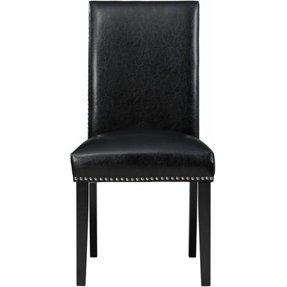 Elements International Meridian Faux Leather Side Chair Set in Black - American Furniture of Slidell