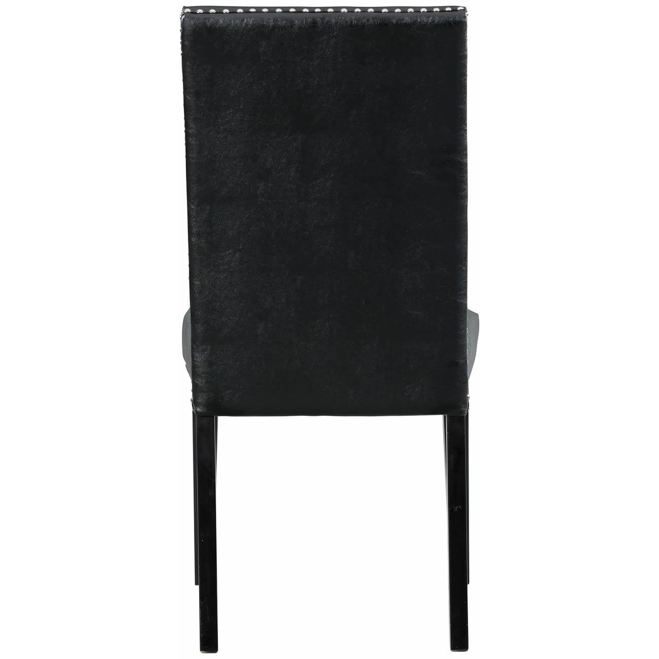 Elements International Meridian Faux Leather Side Chair Set in Black - American Furniture of Slidell