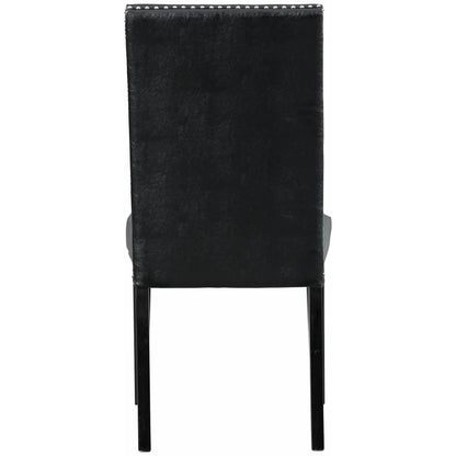 Elements International Meridian Faux Leather Side Chair Set in Black - American Furniture of Slidell