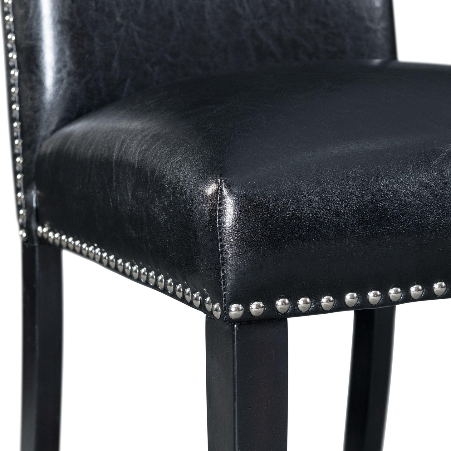 Elements International Meridian Faux Leather Side Chair Set in Black - American Furniture of Slidell