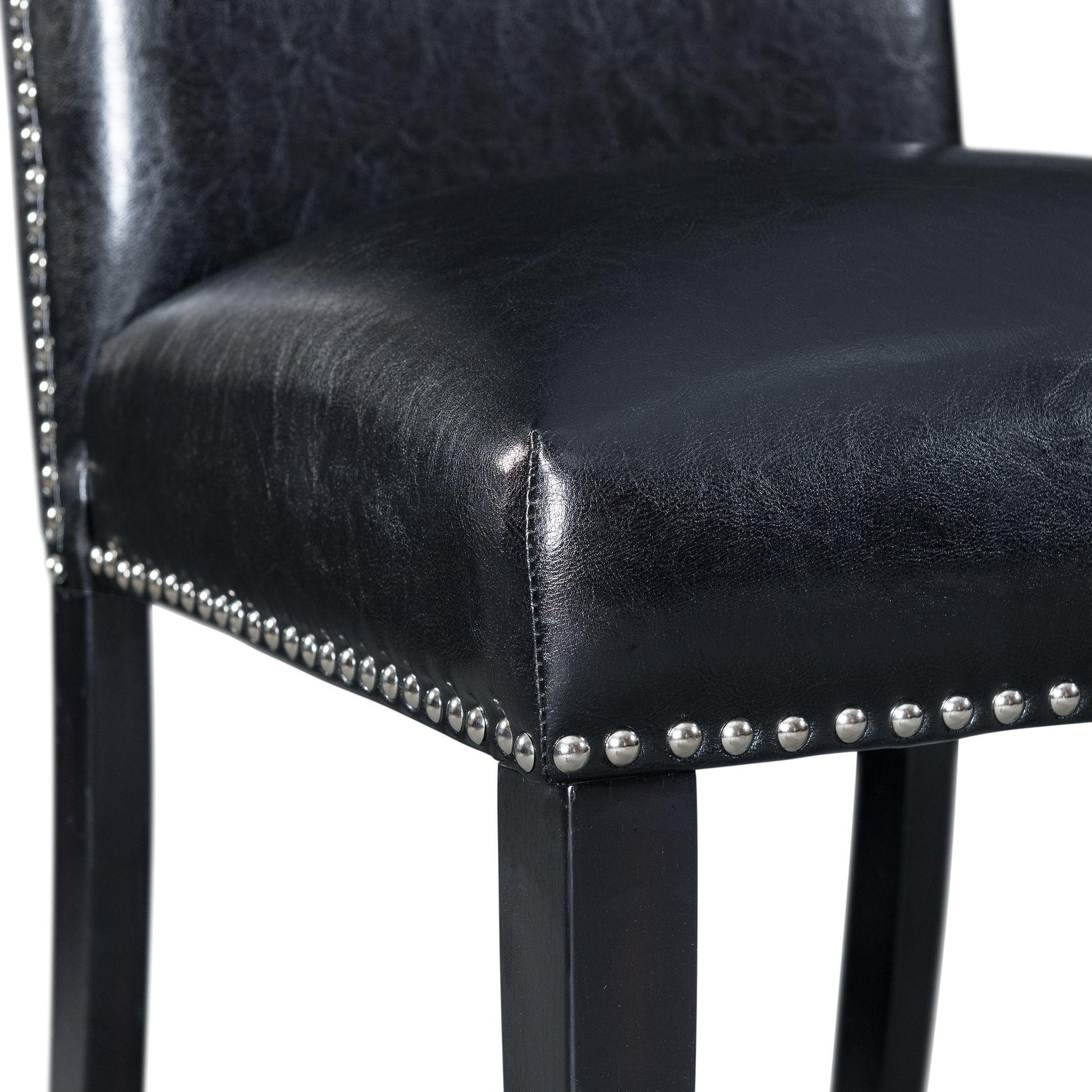 Elements International Meridian Faux Leather Side Chair Set in Black - American Furniture of Slidell