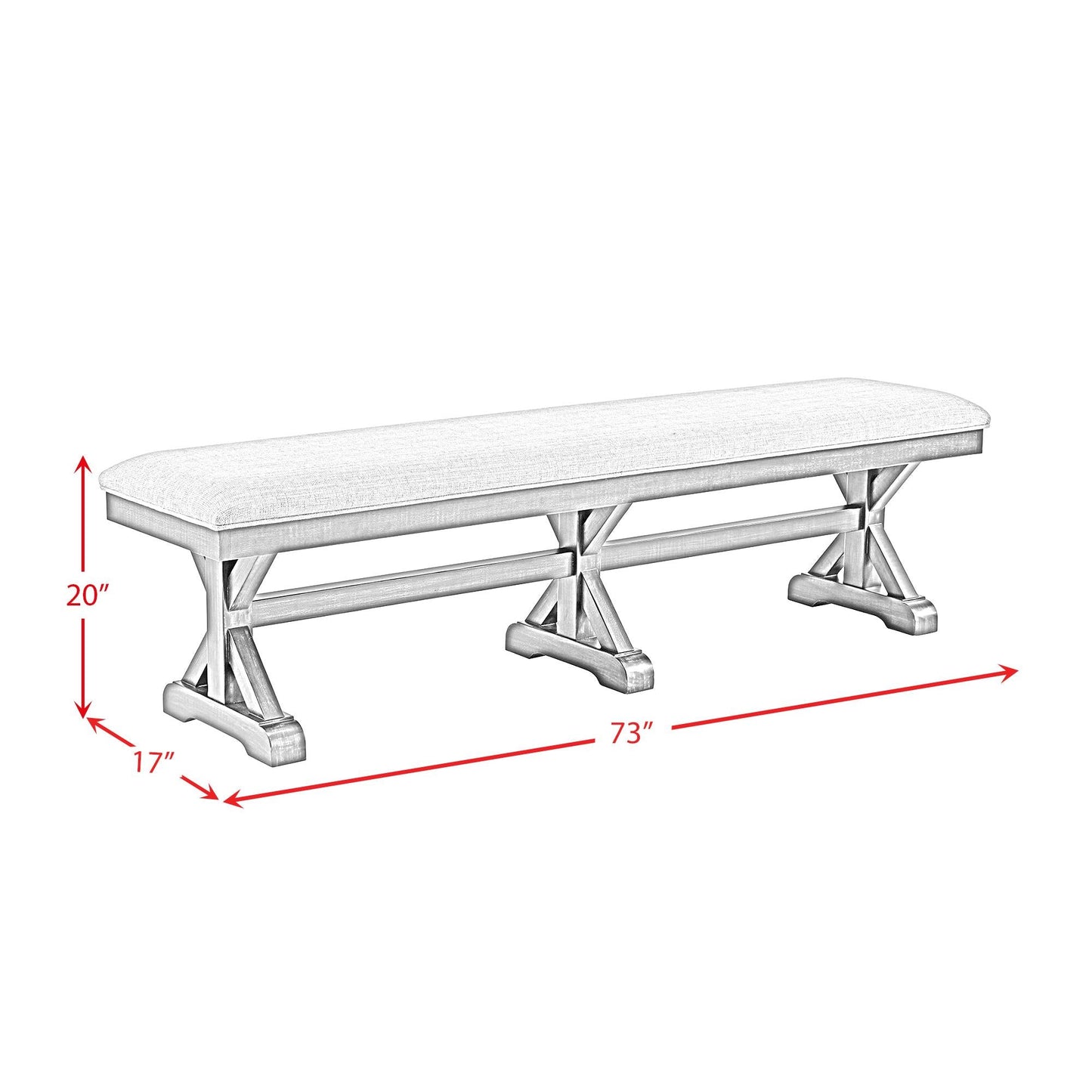 Elements International Montrose D - 16670 - 8 - BN Dining Bench - American Furniture of Slidell