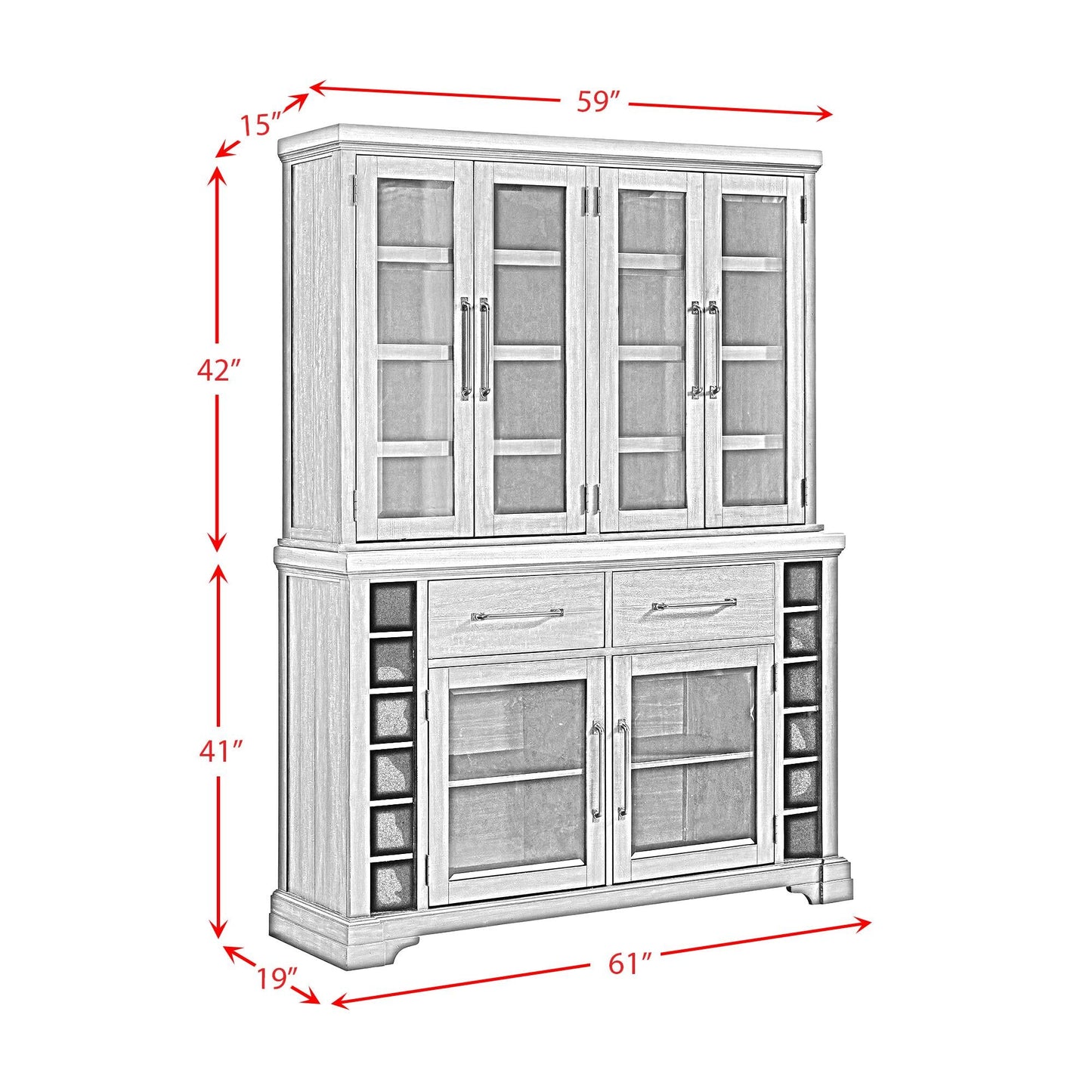 Elements International Montrose D - 16670 - 8 - SVHT Server And Hutch - American Furniture of Slidell