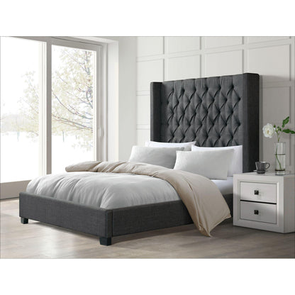 Elements International Morrow UMW090KB King Upholstered Bed - Charcoal - American Furniture of Slidell