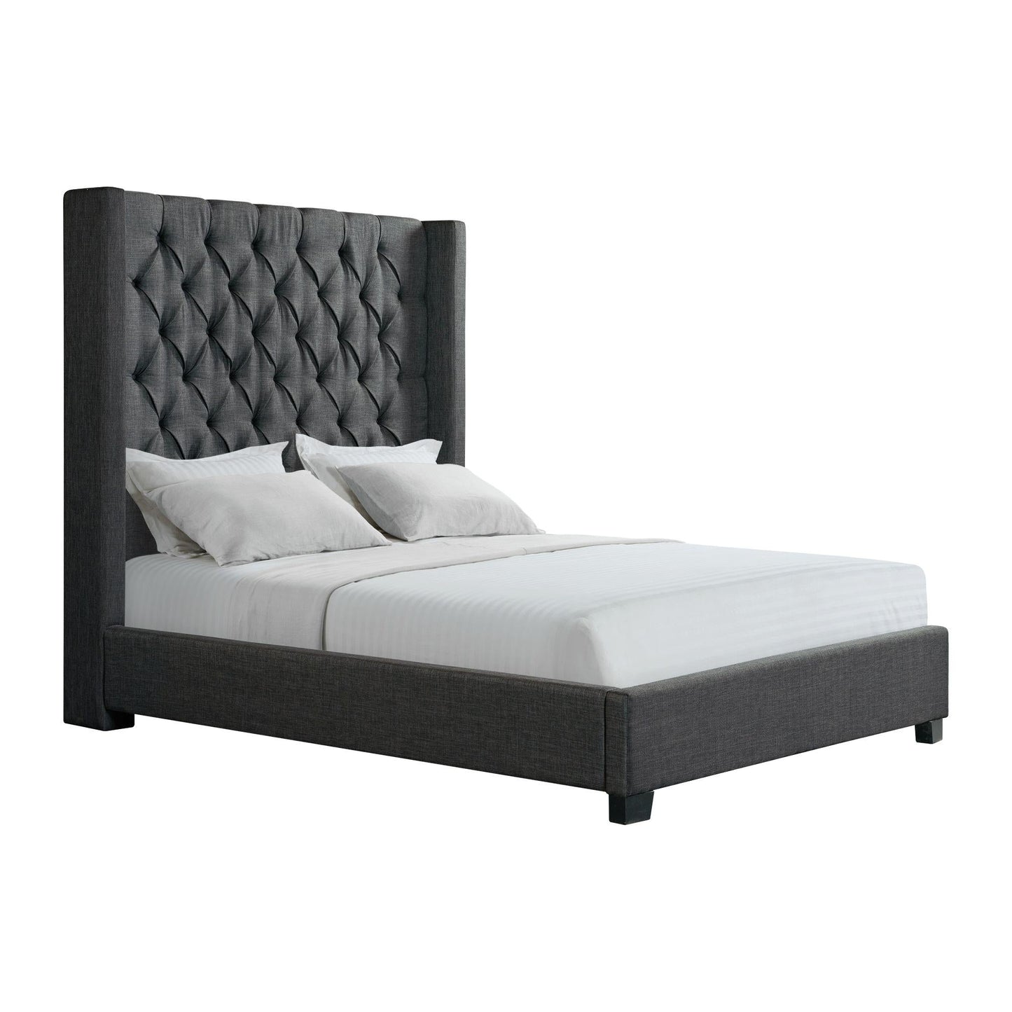 Elements International Morrow UMW090KB King Upholstered Bed - Charcoal - American Furniture of Slidell