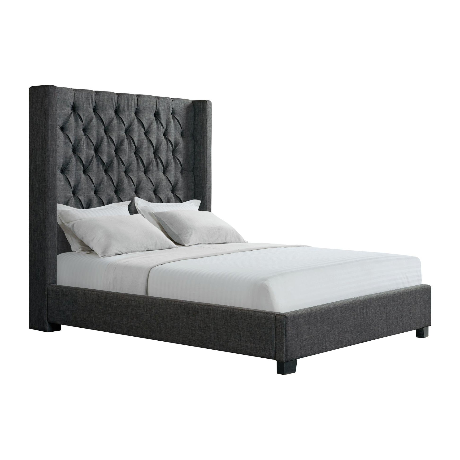 Elements International Morrow UMW090KB King Upholstered Bed - Charcoal - American Furniture of Slidell