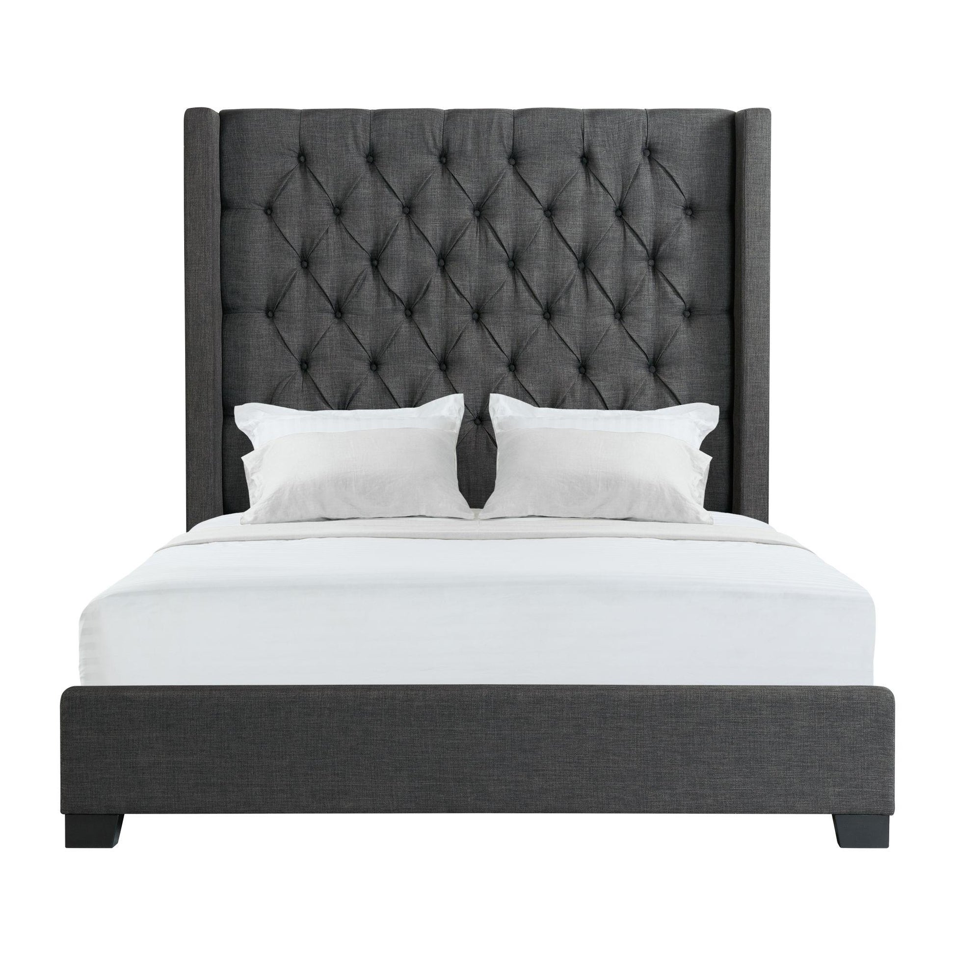 Elements International Morrow UMW090KB King Upholstered Bed - Charcoal - American Furniture of Slidell