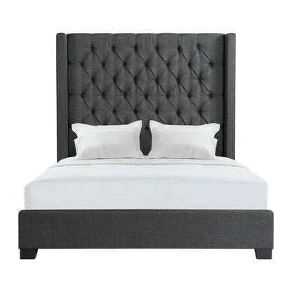 Elements International Morrow UMW090KB King Upholstered Bed - Charcoal - American Furniture of Slidell