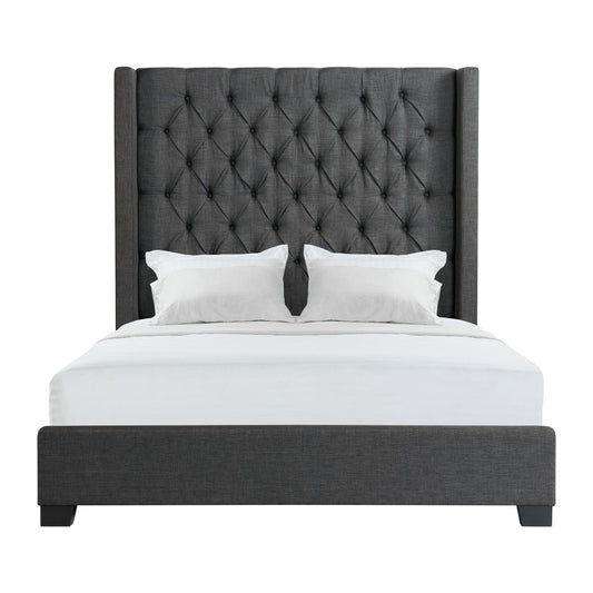 Elements International Morrow UMW090KB King Upholstered Bed - Charcoal - American Furniture of Slidell