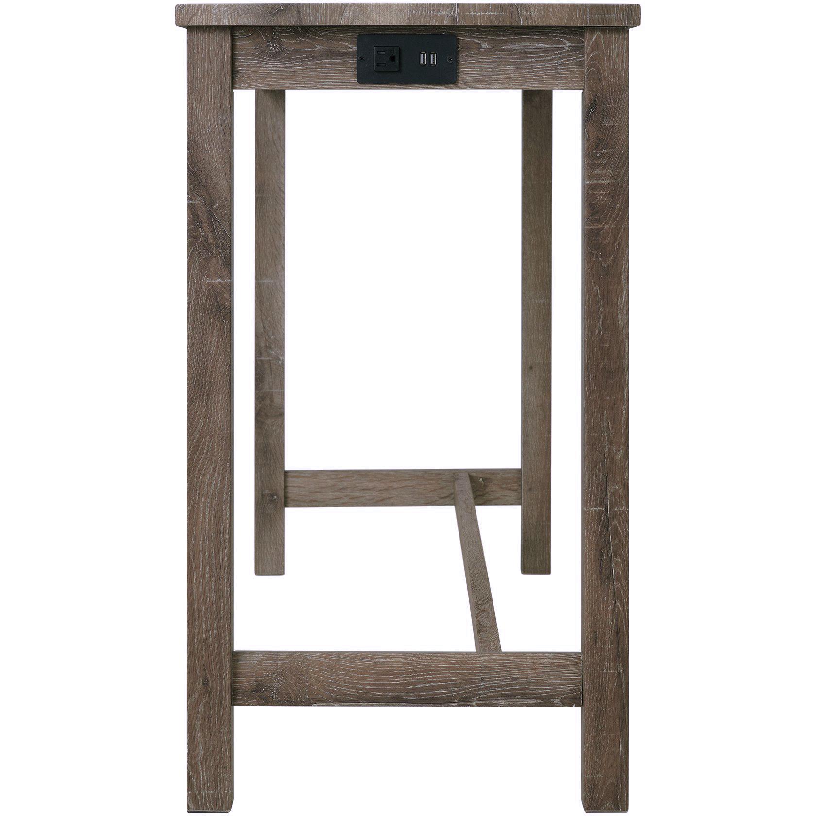 Elements International Oak Lawn Grey Bar Table Single Pack (Table + 3 Tan Fabric Stools) - American Furniture of Slidell