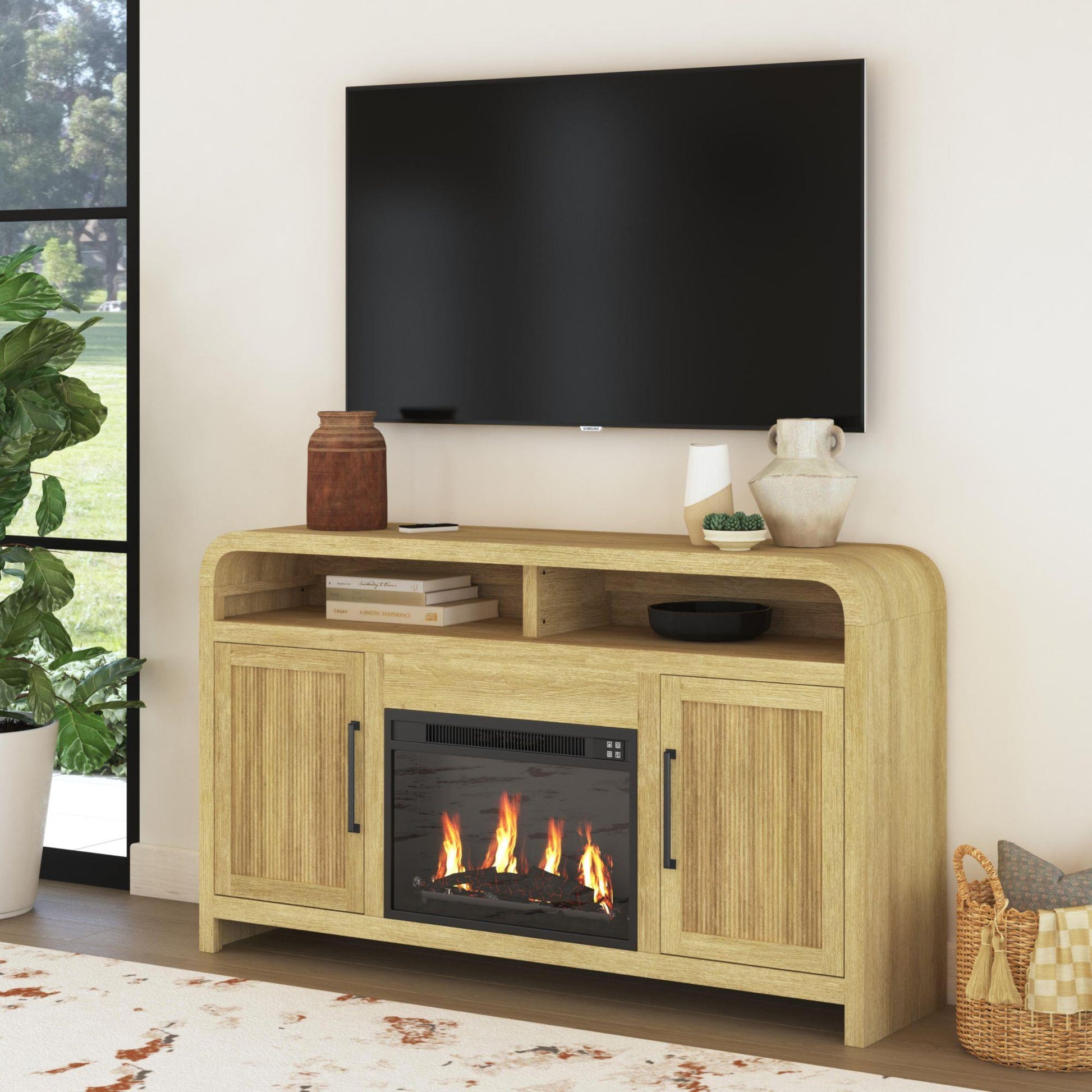Elements International Ridgemont LA - 14440 - 6 - FP Complete 60" Fireplace Cabinet - American Furniture of Slidell