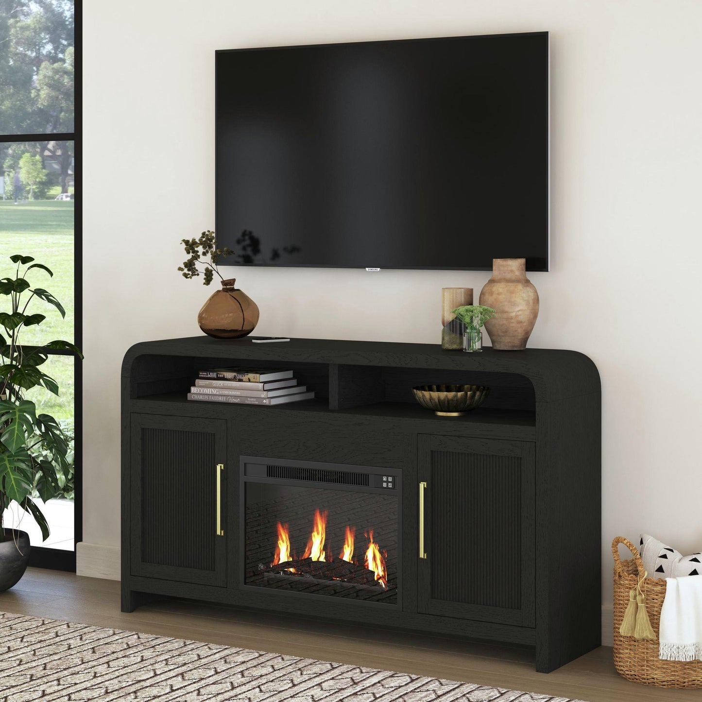 Elements International Ridgemont LA - 14440 - 8W - FP Complete 60" Fireplace Cabinet - American Furniture of Slidell